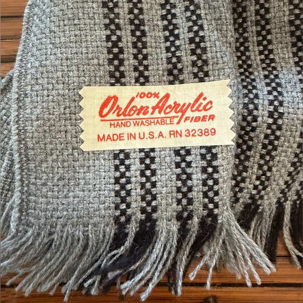 Vintage Striped Orlon Acrylic Scarf 46”
